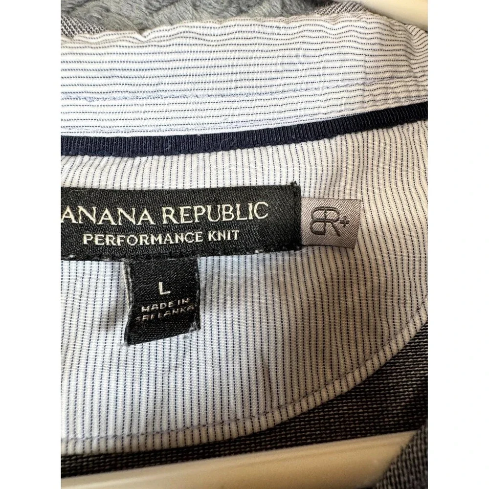 Banana‎ Republic Polo Shirt Mens Large Gray Performance Knit Short Sleeve Golf